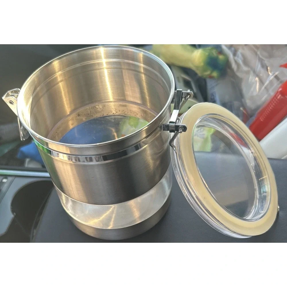 3 Crate & Barrel Stainless Steel Clip Airtight Canister‎ 2- 48 Oz 1-32 Oz Size